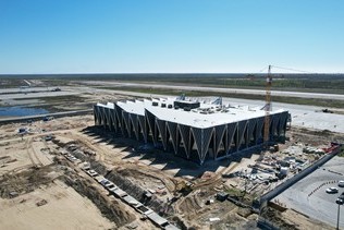 Динамика строительства терминала аэропорта Новый Уренгой в мае